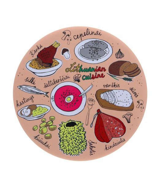 Suvenyrinis apvalus magnetas Lithuanian Cuisine